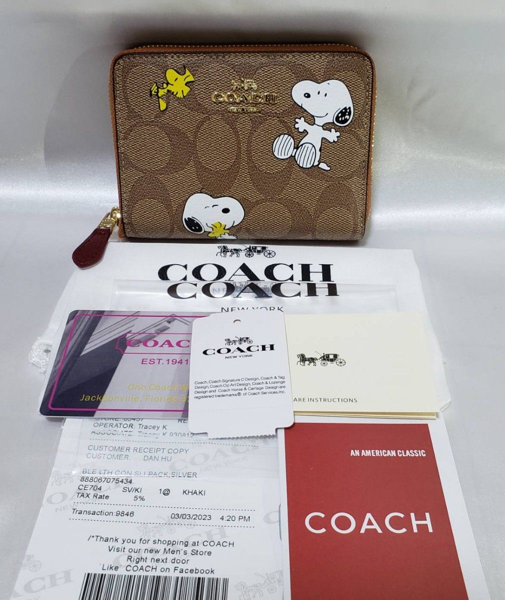 ◆コーチ COACH◆ スヌーピー コラボ 二つ折り財布 ミニ財布 CE704 スヌーピー ウッドストック