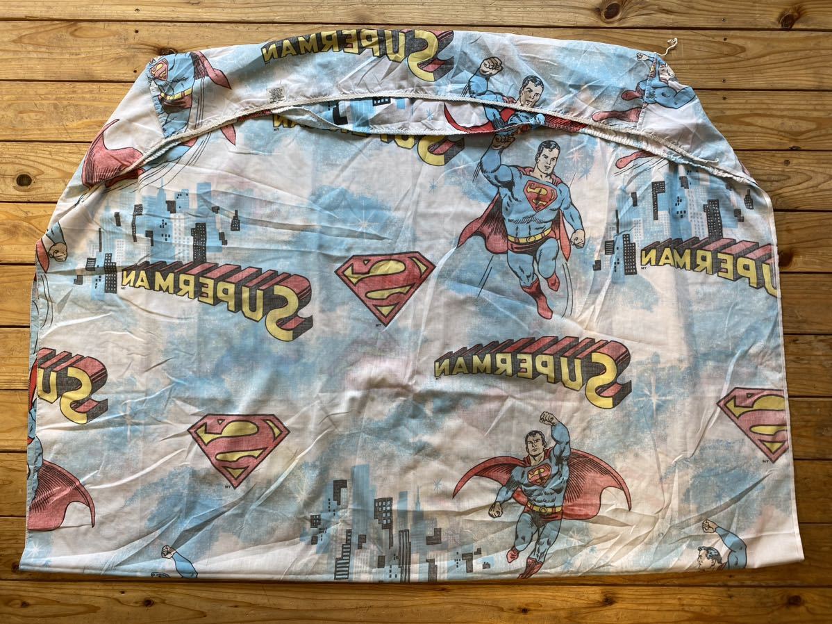 USAヴィンテージ ベッドシーツ リメイク生地 素材 ボックスシーツ スーパーマン DCコミックス アメコミ アメリカ仕入 1978 総柄 B1631_画像3