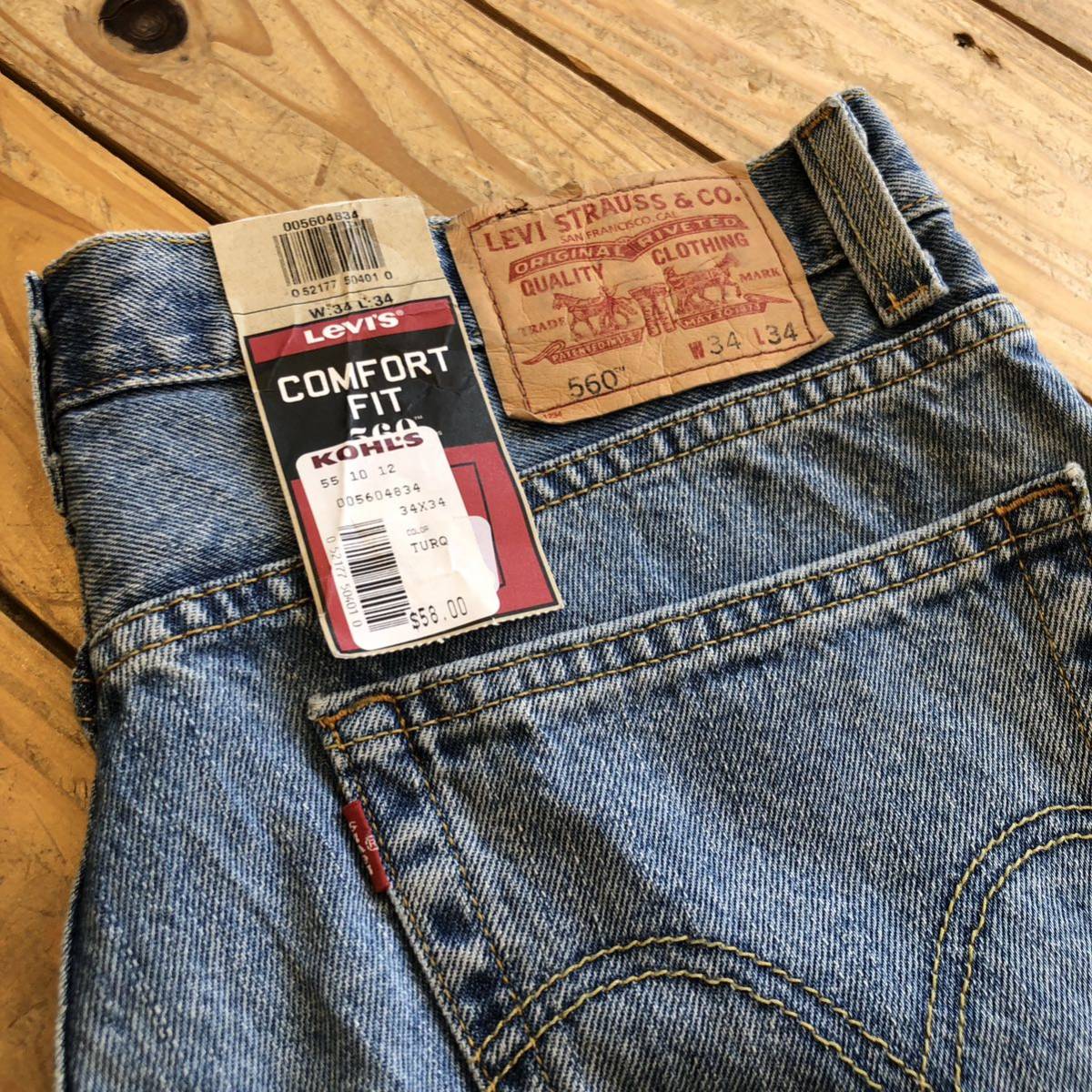 USA 古着 Levi’s 560 リーバイス メンズ W34 L34 インディゴブルー ストレート アメカジ デッドストック タグ付き未使用品 P0950_画像9