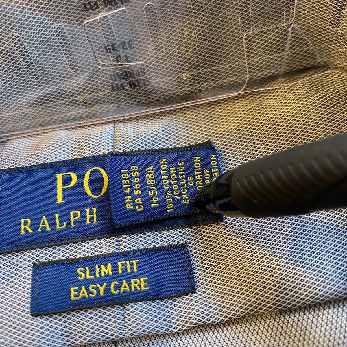 USA古着 POLO RALPH LAUREN ポロラルフローレン 長袖 ドレスシャツ メンズ 15 34/35 グレー 無地 美品 デッドストック 未使用品 T2116_画像6