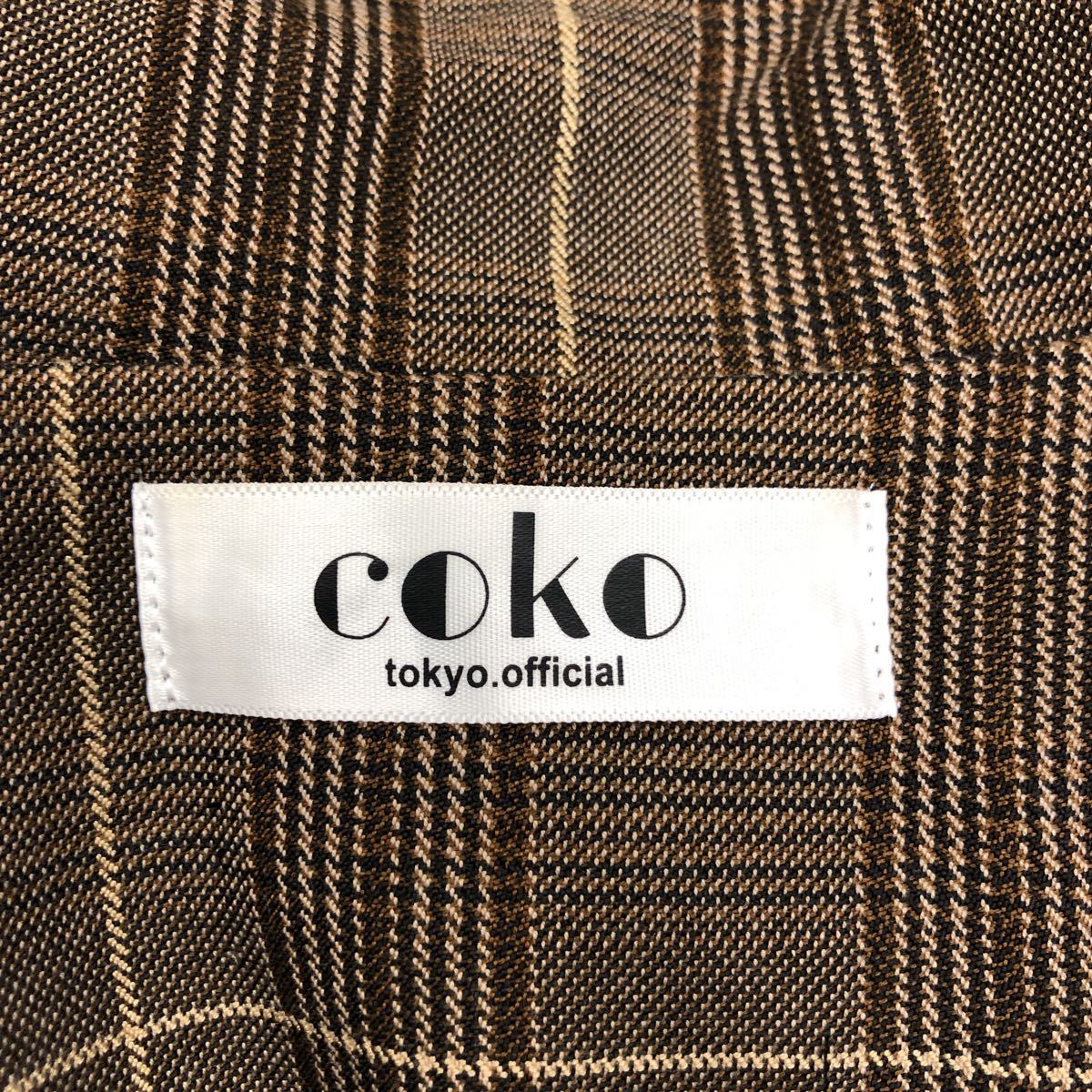 coko ココ スカートスーツ セットアップ レディーススーツ ジャケット スカート 総裏地 チェック カジュアル ミニ丈 ブラウン系_画像6