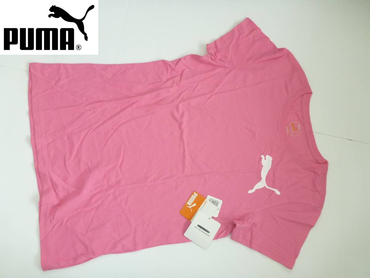 新品 PUMA プーマ★ピンク　ビッグロゴ　半袖　Tシャツ L　スポーツウェア_画像1