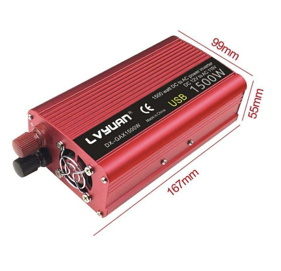新品・未使用】カー インバータ 出力1500W DC12VAC100V修正正弦波