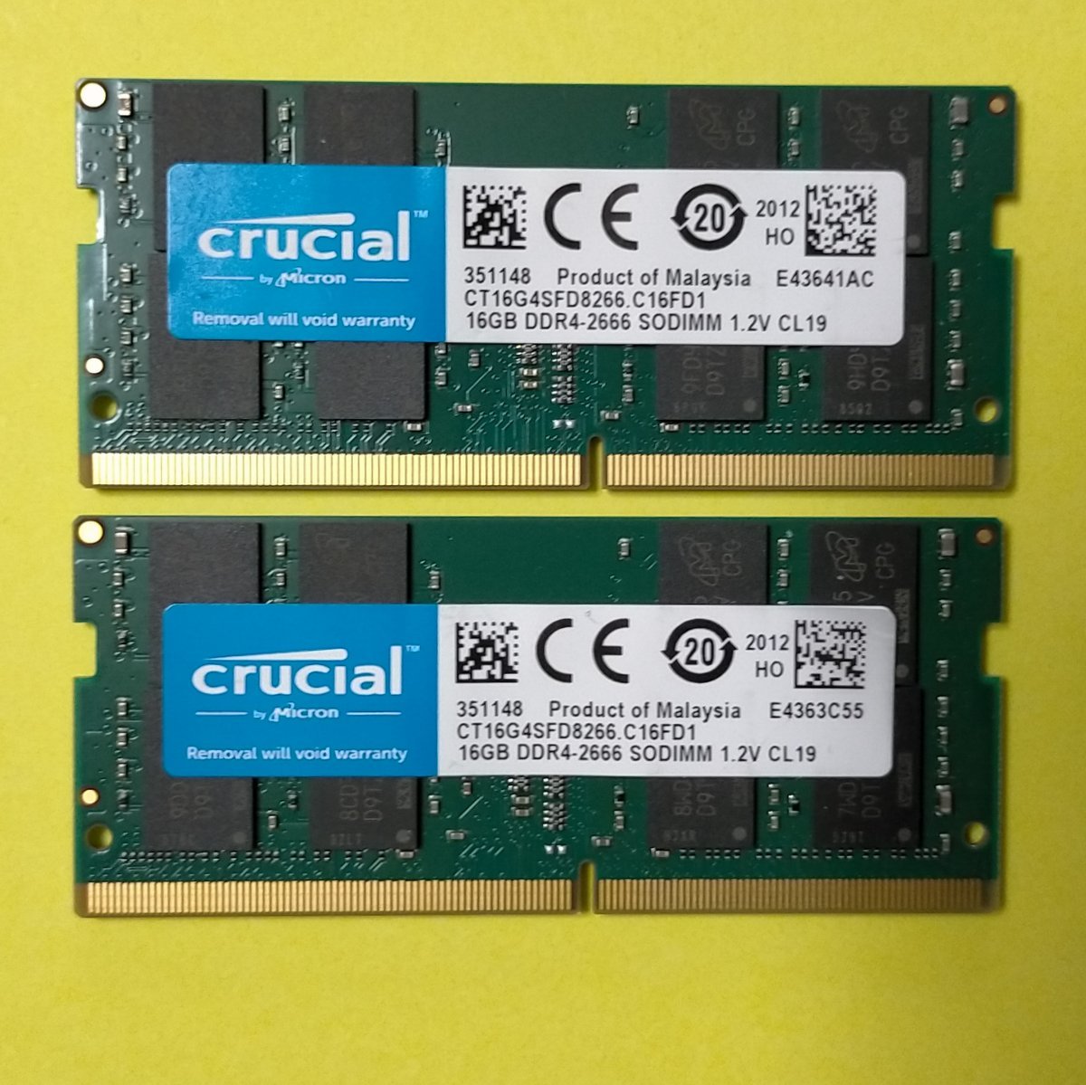 Crucial PC4-21300 DDR4-2666 16GB 2枚 合計32GB ノート用メモリ