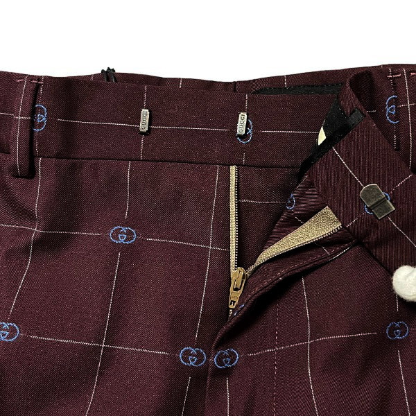 新品】GUCCI GGロゴ グラフチェック スラックス パンツ 7-52R