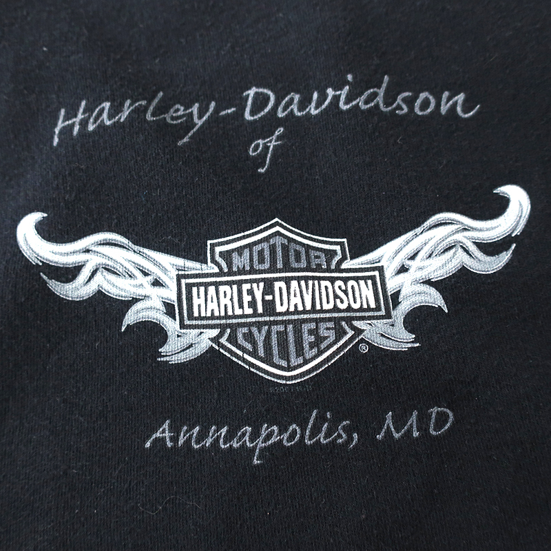 HARLEY-DAVIDSON tank top no sleeve T-shirt Skull print black (2XL) lady's 