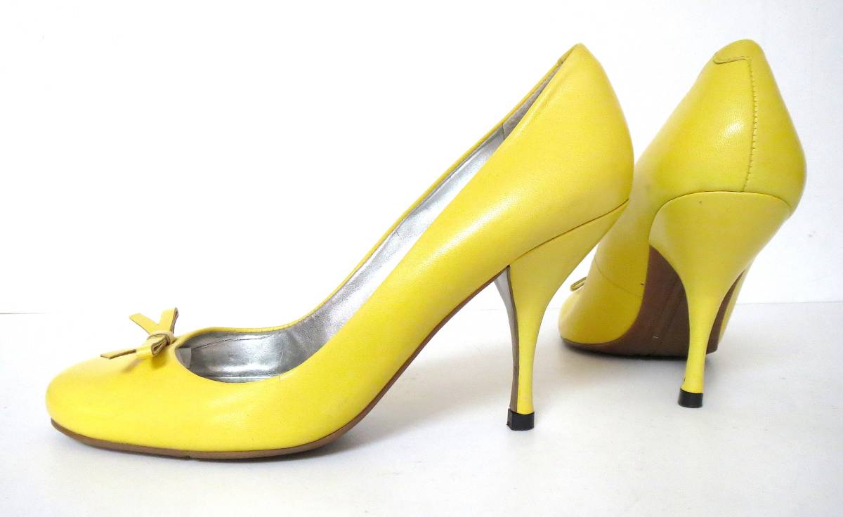 M31 MARC FISHER Mark Fischer! yellow. ribbon attaching pumps!! 5 1/2 22.5. corresponding shoes lady's yellow color 