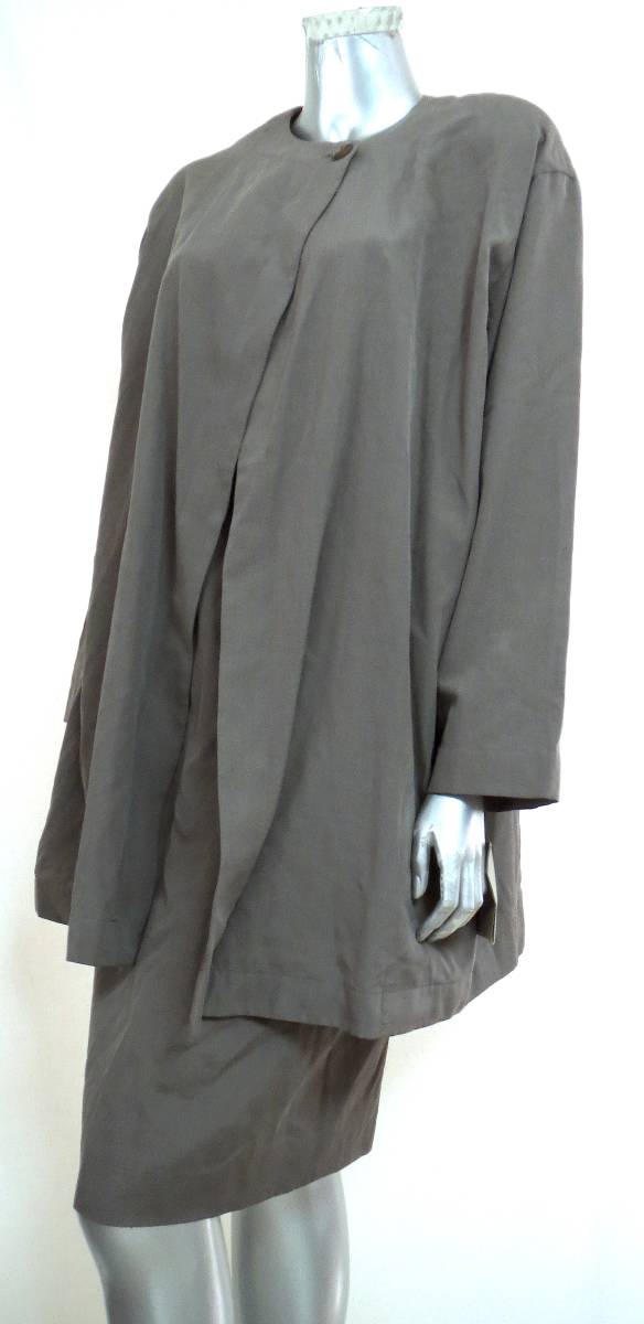  two point successful bid free shipping! M980 MOGA Moga khaki gray setup jacket skirt lady's outer garment bottoms 