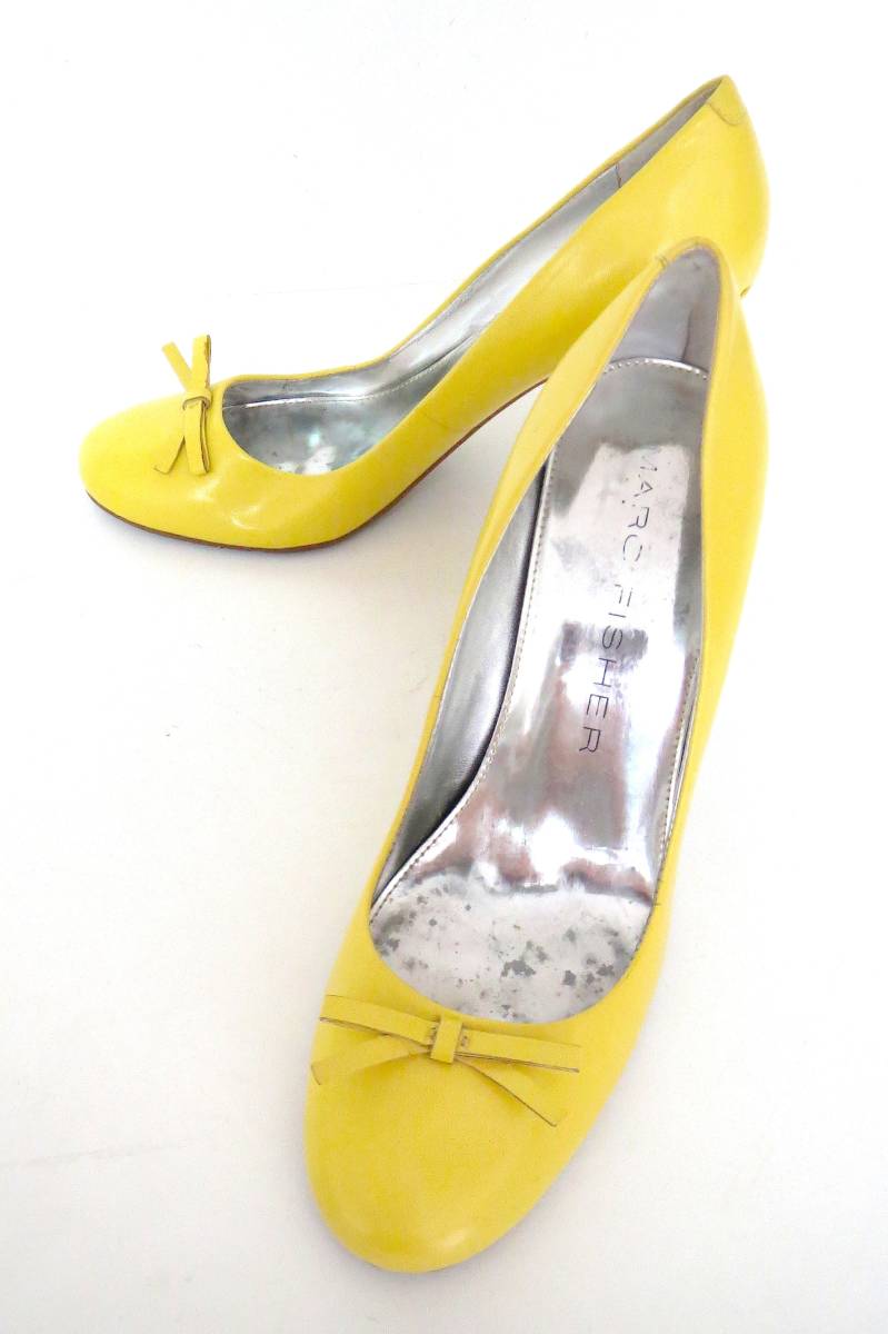 M31 MARC FISHER Mark Fischer! yellow. ribbon attaching pumps!! 5 1/2 22.5. corresponding shoes lady's yellow color 