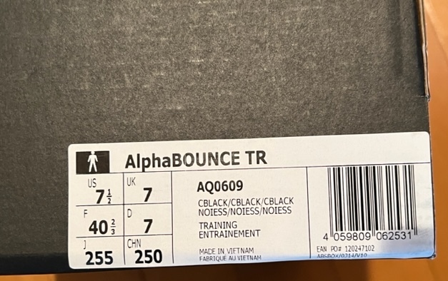 Adidas AlphaBOUNCE TR　AQ0609　ブラック中古品_画像9