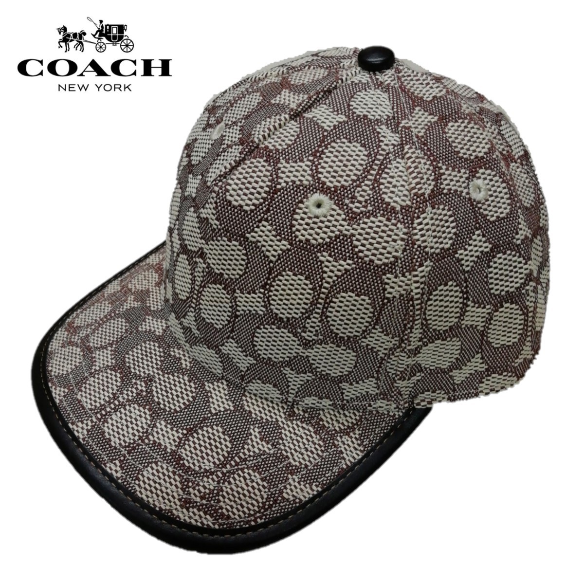 ◆新品タグ付き/正規品◆【COACH★CD745-XS/S】コーチ 百貨店商品♪ シグネチャージャカードベースボールキャップ帽子 定価25,300円 即決!!_画像1