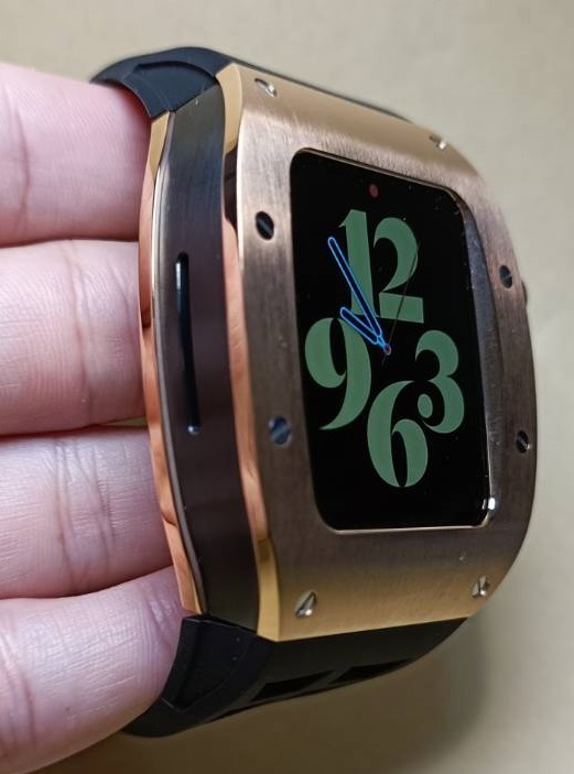 44mm 45mm○RM2 黒RG○メタル ラバー カスタム ステンレス apple watch