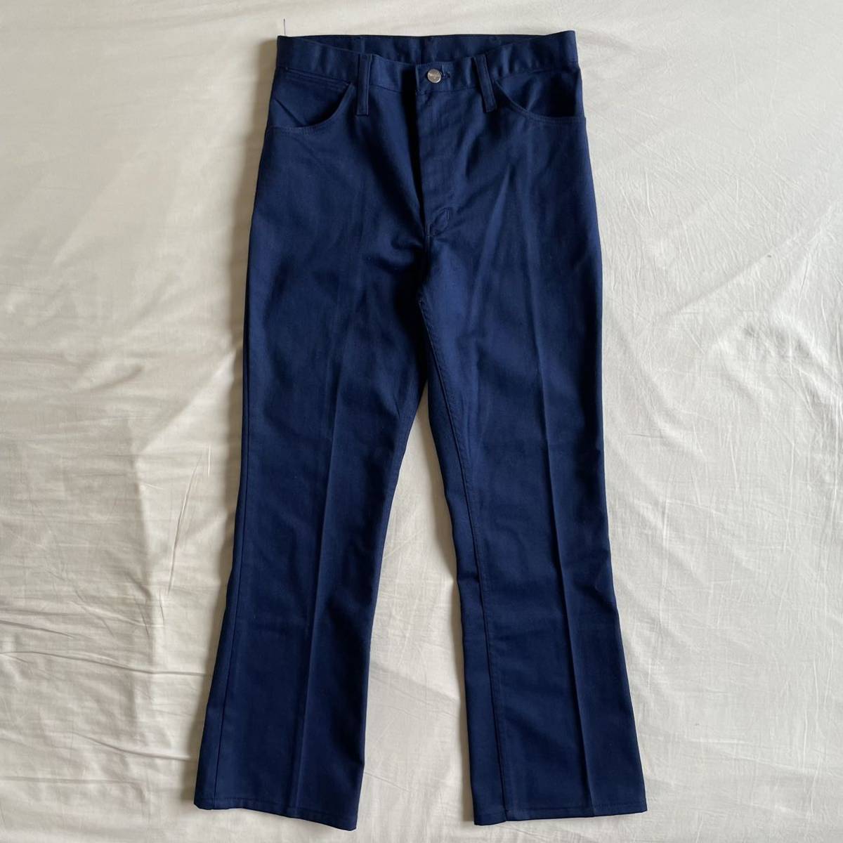 希少! 70s Wrangler コットンツイル フレアパンツ W31 ネイビー USA製 TALON ビンテージ ラングラー 60s 80s_画像1