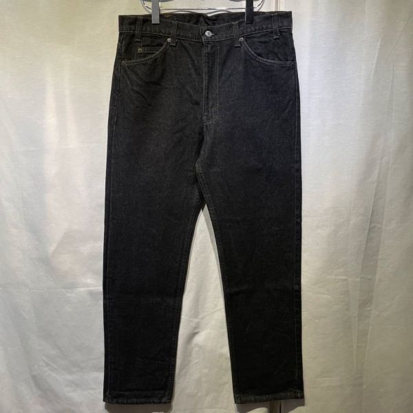 【W36L30】90s Levi’s 505 先染め ブラックデニムパンツ USA製 赤タブ 毛羽あり ビンテージ 黒_画像2