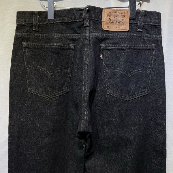 【W36L30】90s Levi’s 505 先染め ブラックデニムパンツ USA製 赤タブ 毛羽あり ビンテージ 黒_画像7