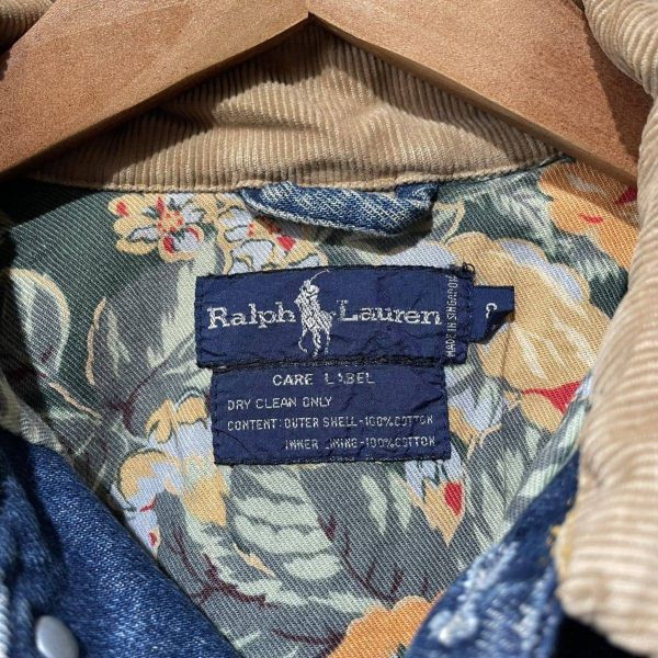 希少! 80s Ralph Lauren 1st型 シンチバック デニムジャケット アロハ裏地 ヴィンテージ ラルフロレーン ファースト 90s_画像4