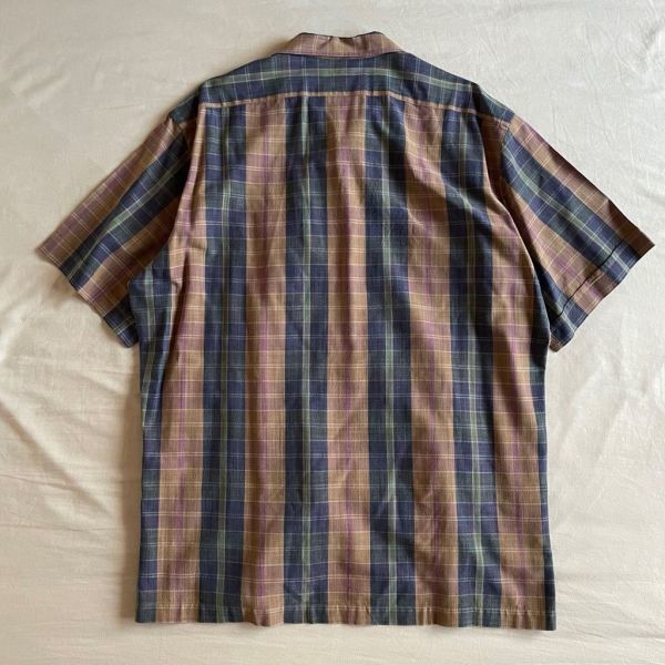 希少! 90s Ralph Lauren シルク 100% オープンカラーシャツ L チェック ビンテージ POLO 開襟 ラルフローレン 80s_画像3