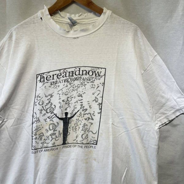 贅沢屋の アート 漢字 “hereandnow” 90s Tシャツ 80s ボロ ビンテージ