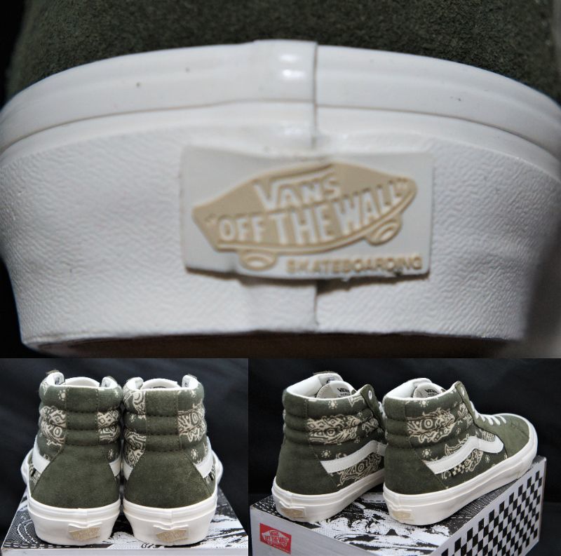 SALE！【新品】US9 27cm VANS バンズ SKATE SK8-HI スケート スケート ハイ PAISLEY GREEN/MARSHMALLOW ペイズリー柄の画像9