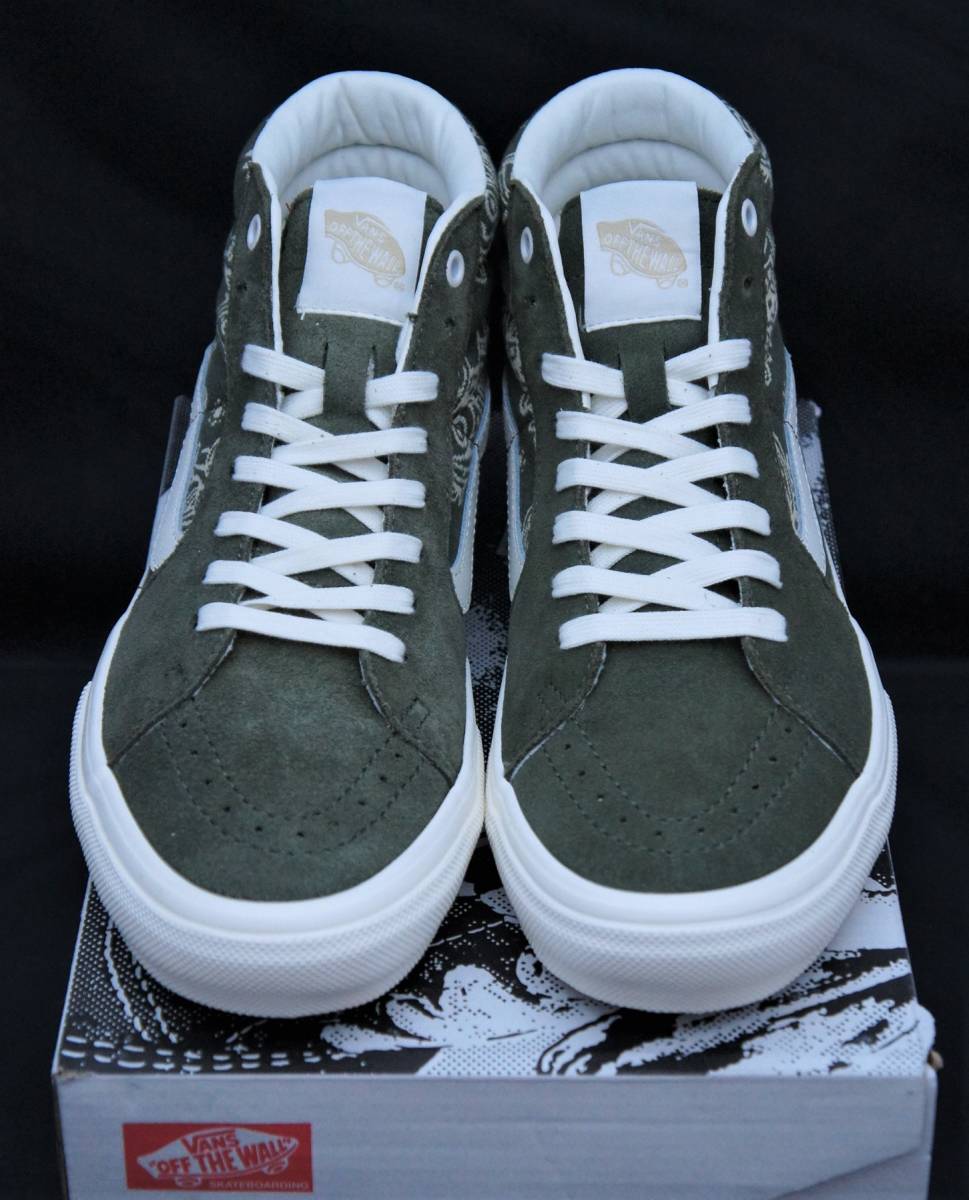 SALE！【新品】US9.5 27.5cm VANS バンズ SKATE SK8-HI スケート スケート ハイ PAISLEY GREEN/MARSHMALLOW ペイズリー柄_画像2