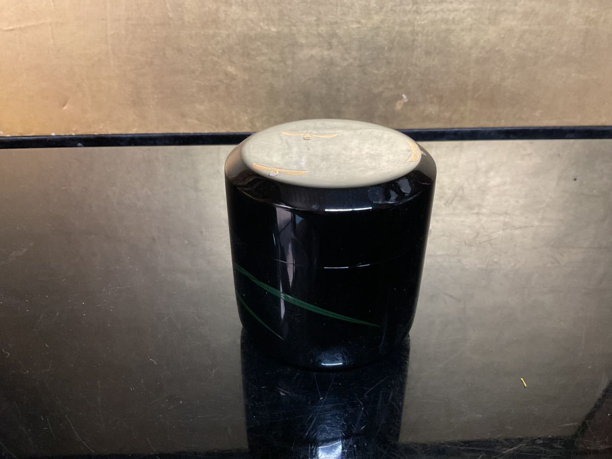 茶道具 塗師 中村宗哲作 溜扇面蒔絵 中棗 共布 裏千家十五代鵬 茶道具 塗師 中村宗哲作 溜扇面蒔絵 中棗 共布 裏千家十五代鵬