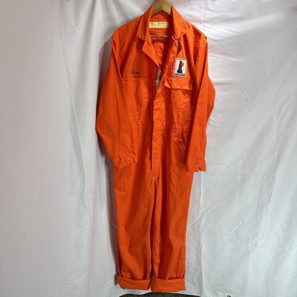 SCOVILL ZIPPER■PACIFIC UNIFORM CORP■オールインワン■42/オレンジ■USA製/アメリカ製■長袖/つなぎ■1980年代ビンテージ 8851