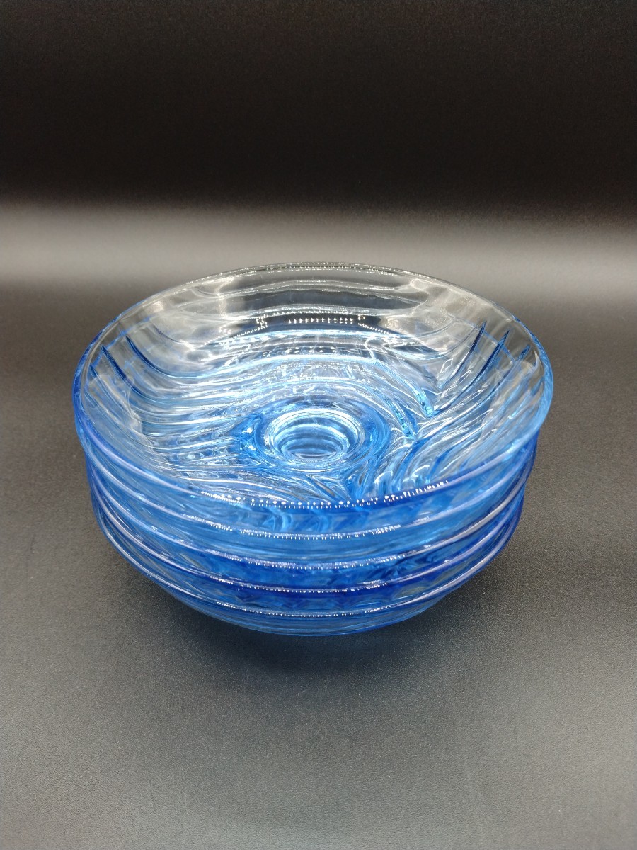 昭和レトロ プレスガラス 15cm 皿 5客 デザート皿 