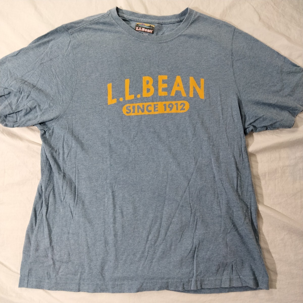 L.L.Bean LLBEAN LLbean LL ビーン コットン　　ロゴプリント　半袖　ＴShirt Ｔシャツ　XL ミックスブルー　クラシック　ゆったり　ロゴ_画像2