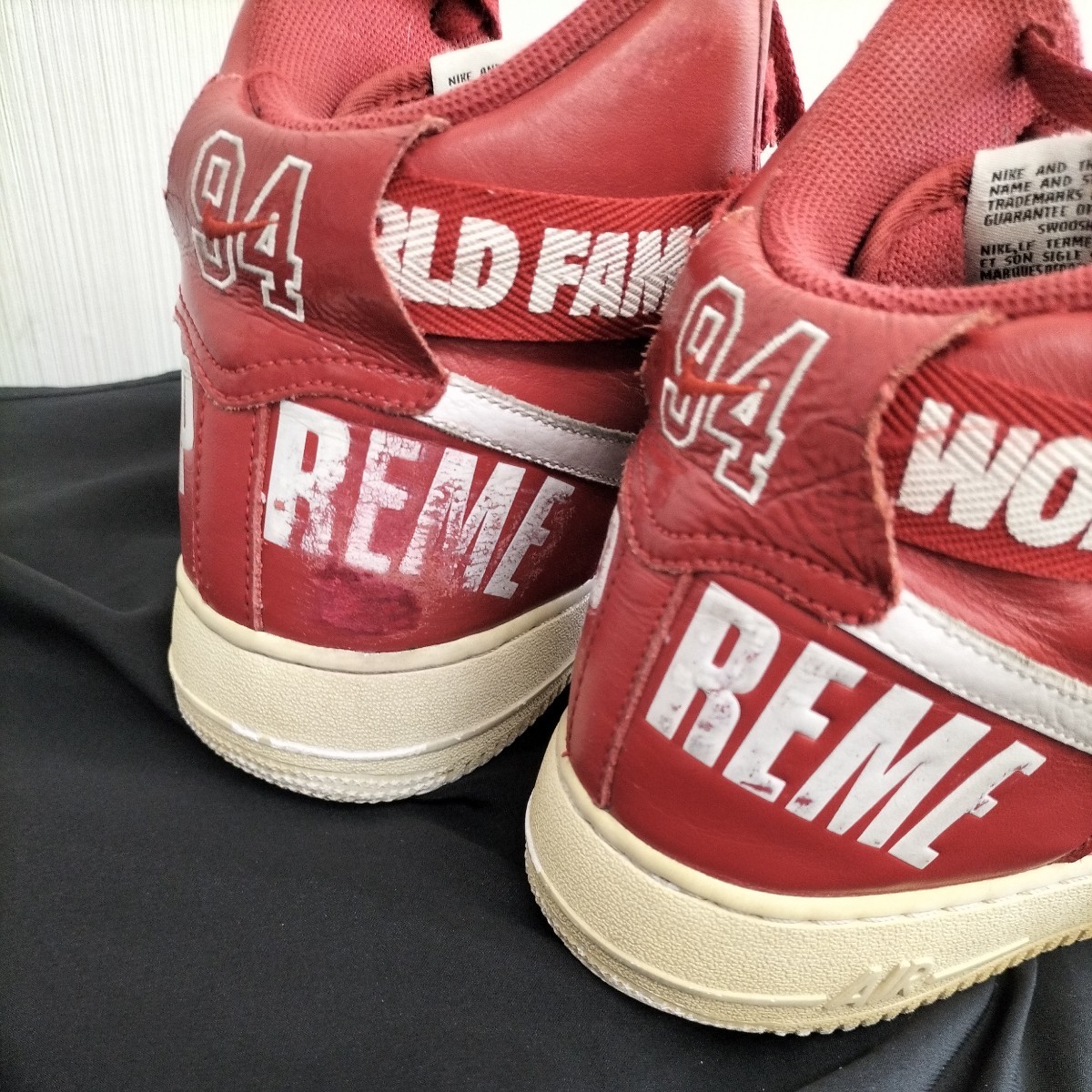 Supreme×NIKE AIR FORCE 1 HIGH SUPREME シュプリーム×ナイキ エアフォース1 ハイカットスニーカー シューズ レッド サイズ28cm_画像10