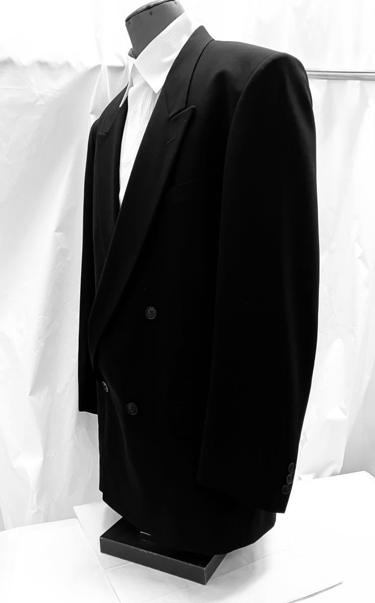 新品未使用 サマーフォーマル ダブル スーツ A9 背抜き メンズ ツータック ブラック 結婚式 25025_画像3