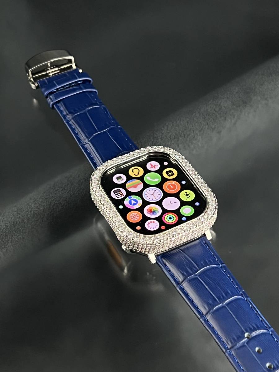 シルバー アップルウォッチ 49mm 49ミリ ウルトラ ultra CZダイヤモンド ベゼル カバー ケース　ウルトラ2 APPLEWATCH 動画 01model_画像4