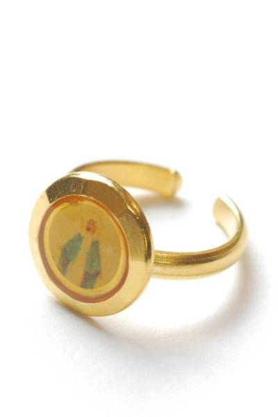 イタリア製無原罪の聖母金ピンキーリング指輪4号_画像1