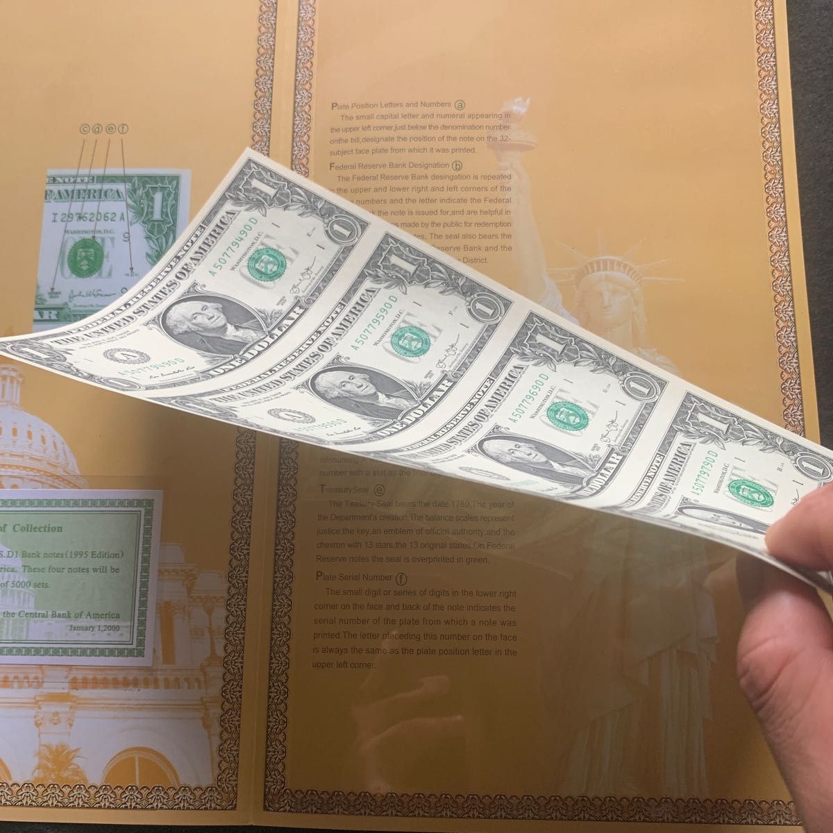 世界紙幣 アメリカ連体幣 1ドル四連体形 ピカピカ新しい レア｜PayPayフリマ