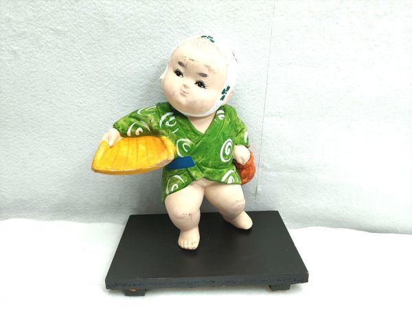 博多人形　稚児　どじょうすくい　陶器製　インテリア　日本人形　置物　伝統工芸 (23_60424_3)