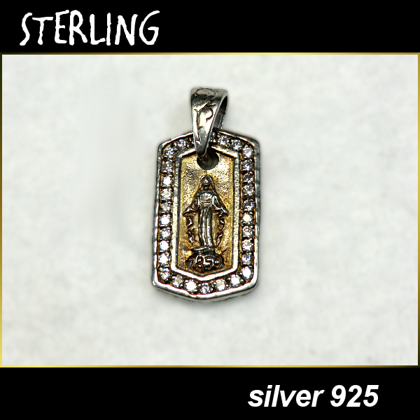 【国内正規総代理店アイテム】 □STERLING シルバー925□聖母マリア 石入り プレート シルバー