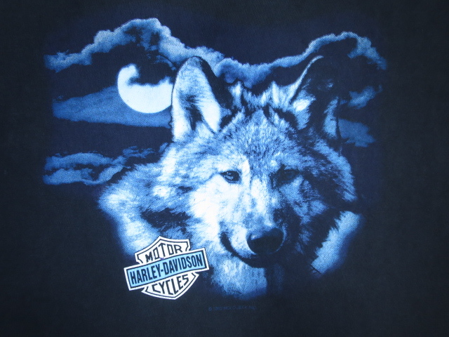 90s HARLEY DAVIDSON ハーレーダビッドソン ウルフ ムーン Tシャツ XL ビンテージ vintage USA製 狼 wolf _画像3