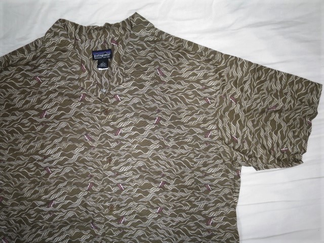 2002 patagonia パタゴニア オープンカラー シャツ L 波柄 魚 2002 patagonia パタゴニア オープンカラー シャツ L 波柄 魚