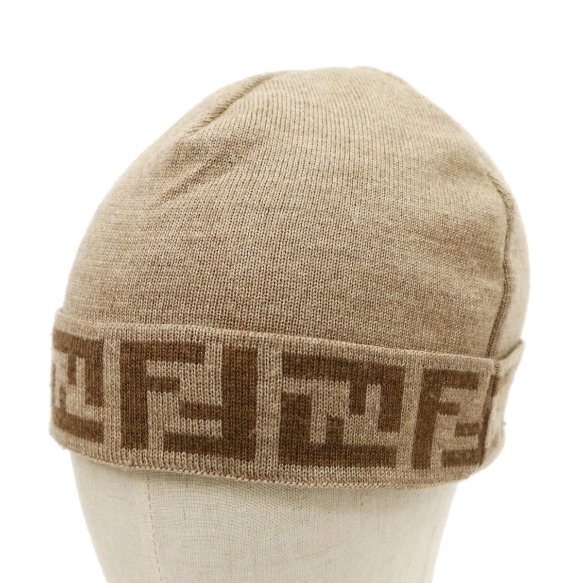 美品】FENDI フェンディ【帽子 ニット帽 キャップ】ベージュ ウール