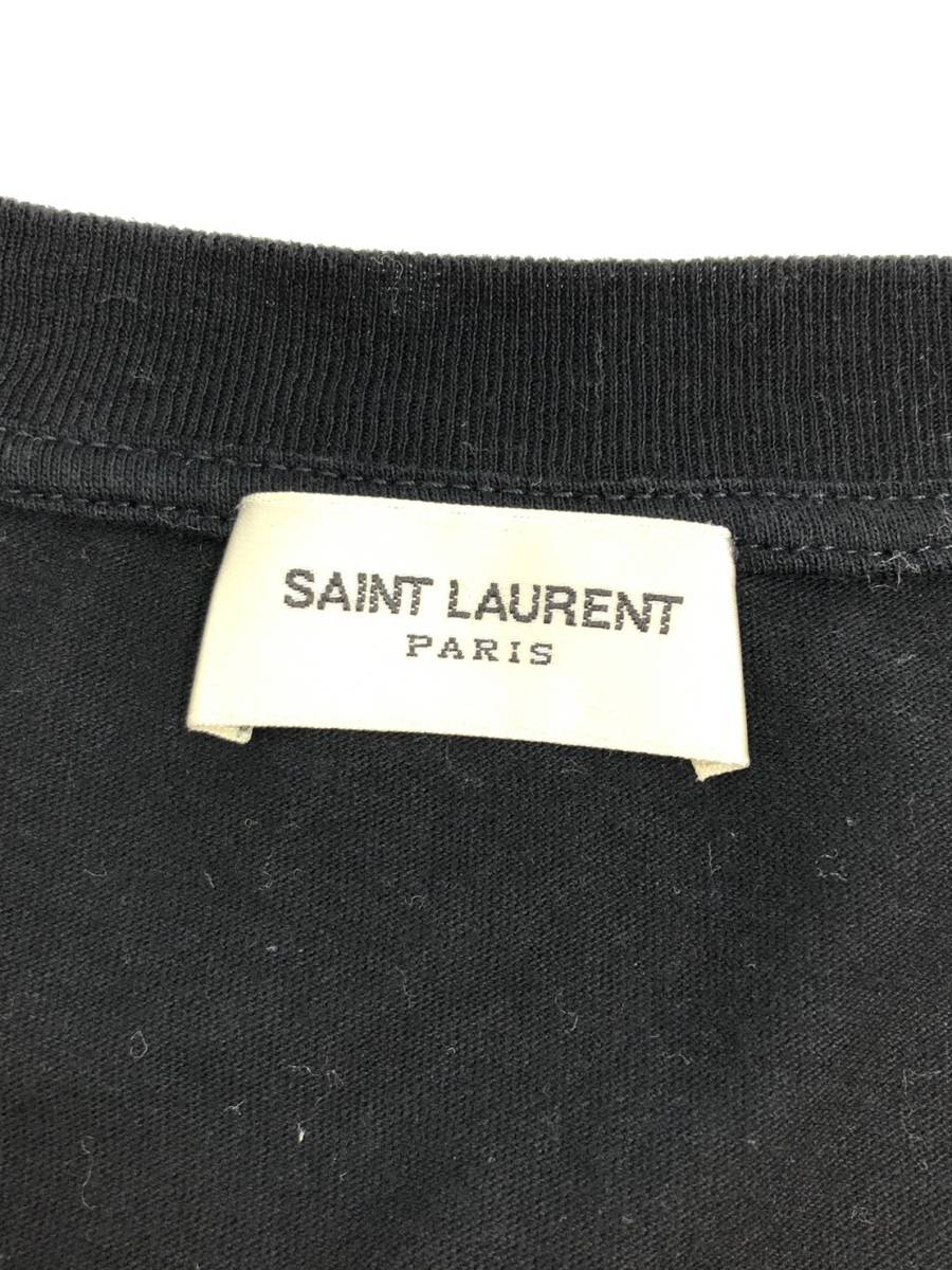 □SAINT LAURENT PARIS 半袖Tシャツ S(175/92A) 黒 サンローラン メンズ フランス製 スモーキングリップ 482676 複数落札同梱OK B230614-7_画像3