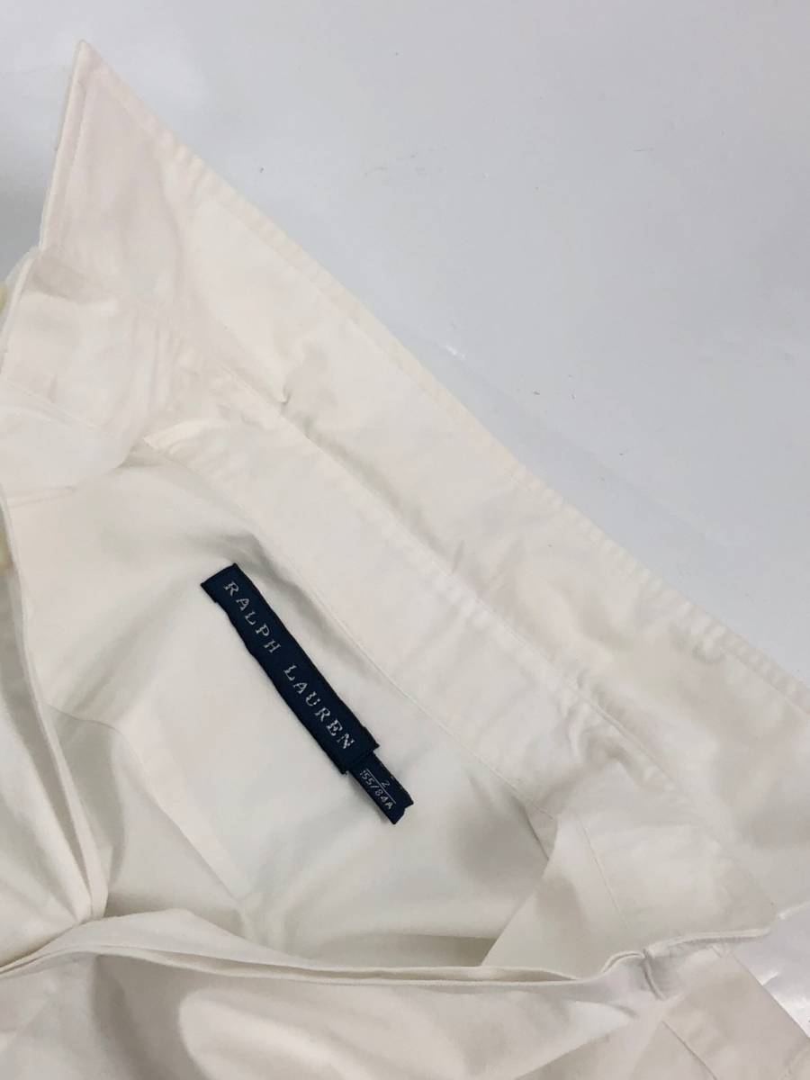 *RALPH LAUREN short sleeves shirt 2(155/84) white Ralph Lauren lady's Logo embroidery cotton × polyurethane two or more successful bids including in a package OK B230615-307