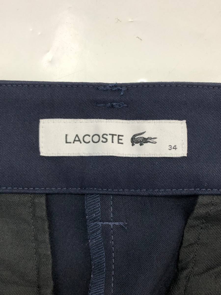 □美品□LACOSTE 撥水テーパードクロップドチノパンツ 34 紺 ラコステ レディース HF377EL ストレッチ 複数落札同梱OK B230623-306_画像3