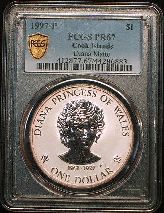 【英領クック諸島大型銀貨】(ダイアナ妃 PCGS-PR67 1997年)_画像3