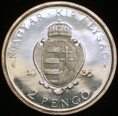 【ハンガリー銀貨】(1935年銘 10.0g 直径27mm プルーフ)_画像2