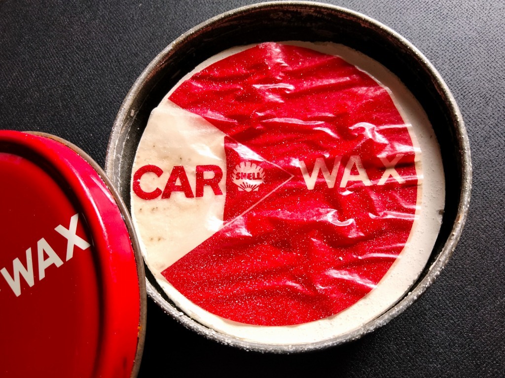 '60s トレードマーク SHELL CAR WAX 当時物 カーワックス 未使用品！☆ シェル ガソリンスタンド ガレージインテリア 看板 POP スチール缶_画像4