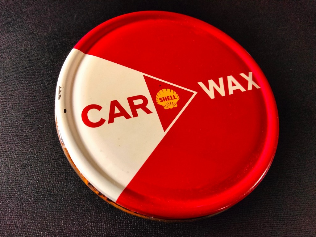 '60s トレードマーク SHELL CAR WAX 当時物 カーワックス 未使用品！☆ シェル ガソリンスタンド ガレージインテリア 看板 POP スチール缶_画像1