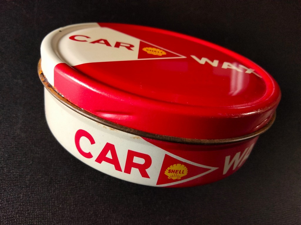 '60s トレードマーク SHELL CAR WAX 当時物 カーワックス 未使用品！☆ シェル ガソリンスタンド ガレージインテリア 看板 POP スチール缶_画像5