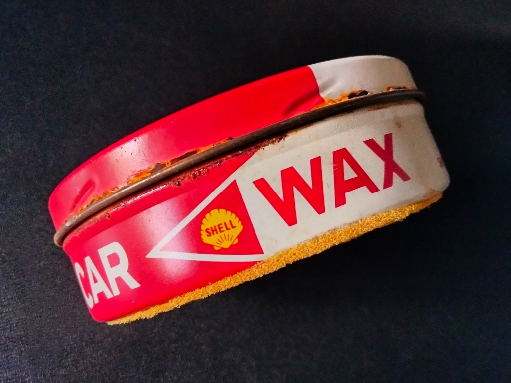 '60s トレードマーク SHELL CAR WAX 当時物 カーワックス 未使用品！☆ シェル ガソリンスタンド ガレージインテリア 看板 POP スチール缶_画像6