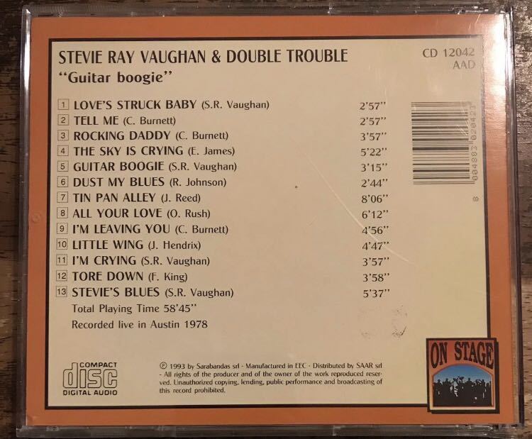 Stevie Ray Vaughan & Double Trouble / Guitar Boogie / 1CD / スティーヴィーレイヴォーン&ダブルトラブル_画像2