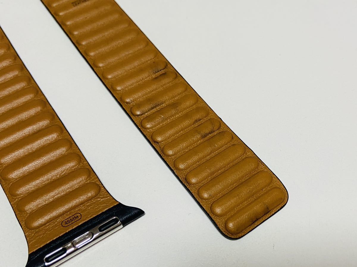 Apple Watch 42mm 44mm 45mm 49mm ミッドナイト レザーリンク バンド