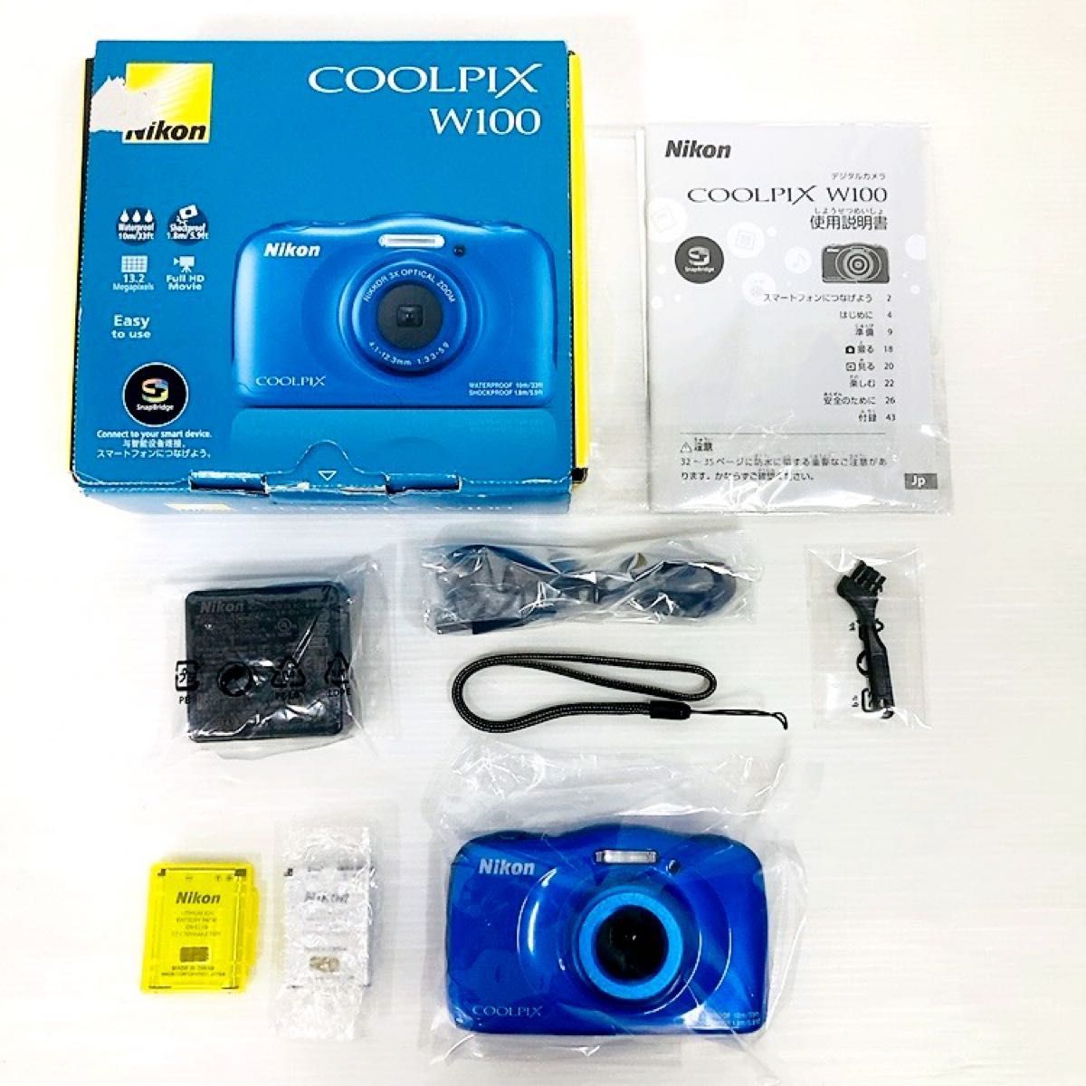 特典進呈 COOLPIX-W100-BL ニコン コンパクトデジタルカメラ ブルー